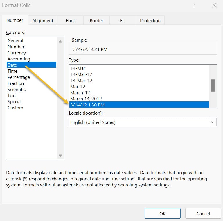 Correct format for Date and Time.