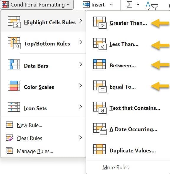 Conditional Formatting Rules required to cover all 4 possibilities of results from the variable "Remaining Days".