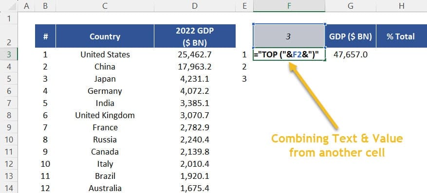 Adjusting the label by combining Text and Values in Excel. 