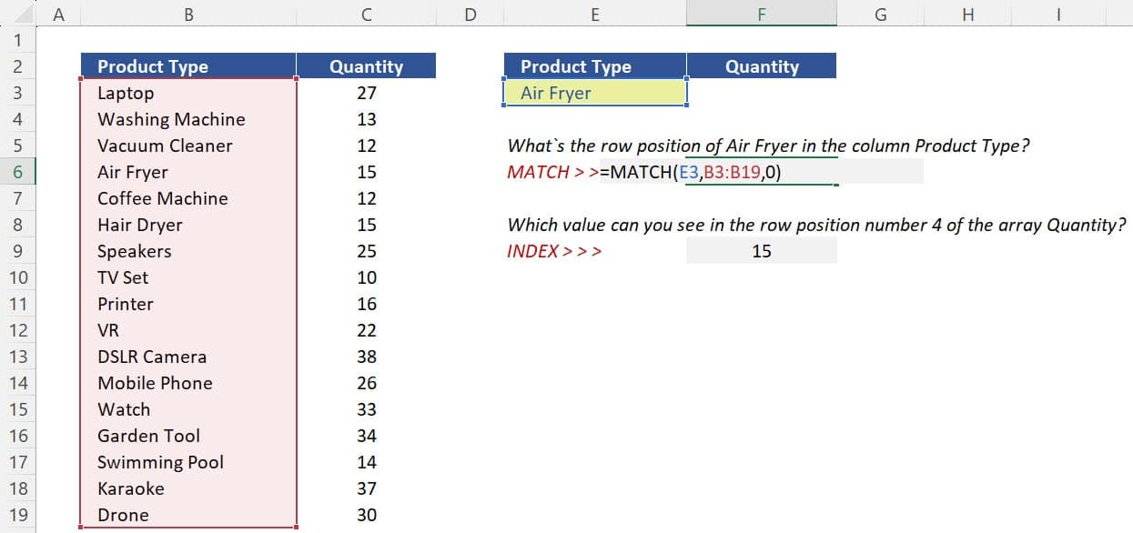 Function MATCH arguments