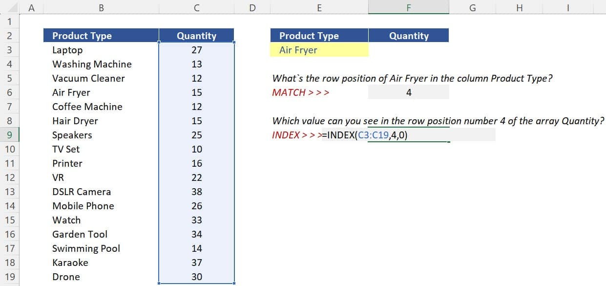 Function INDEX arguments