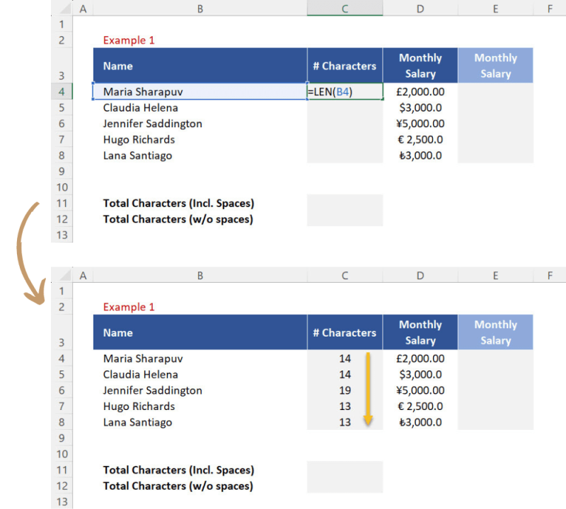 All function arguments before pressing ENTER + Results (after ENTER)